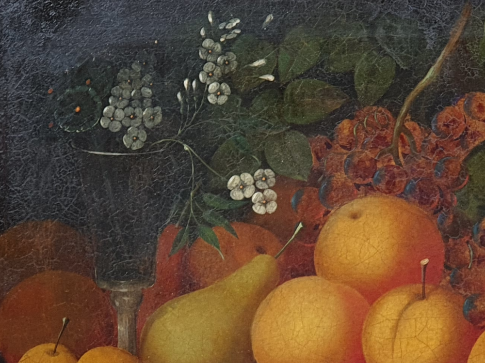 Antique oil Painting - 19th century Still Life with fruit and wine