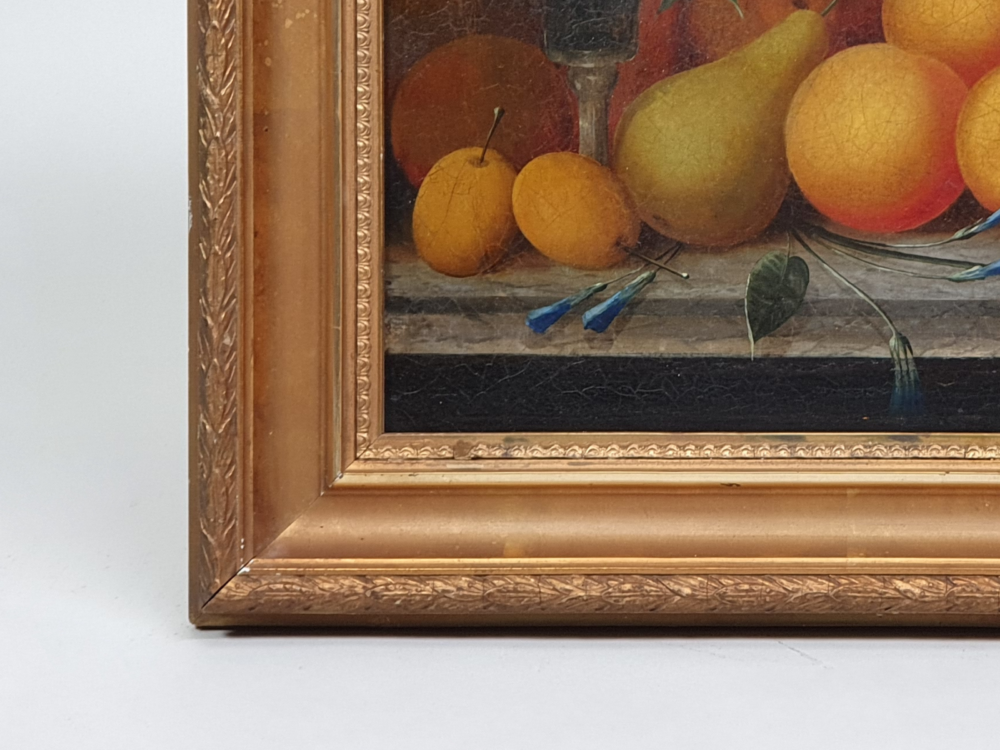 Antique oil Painting - 19th century Still Life with fruit and wine