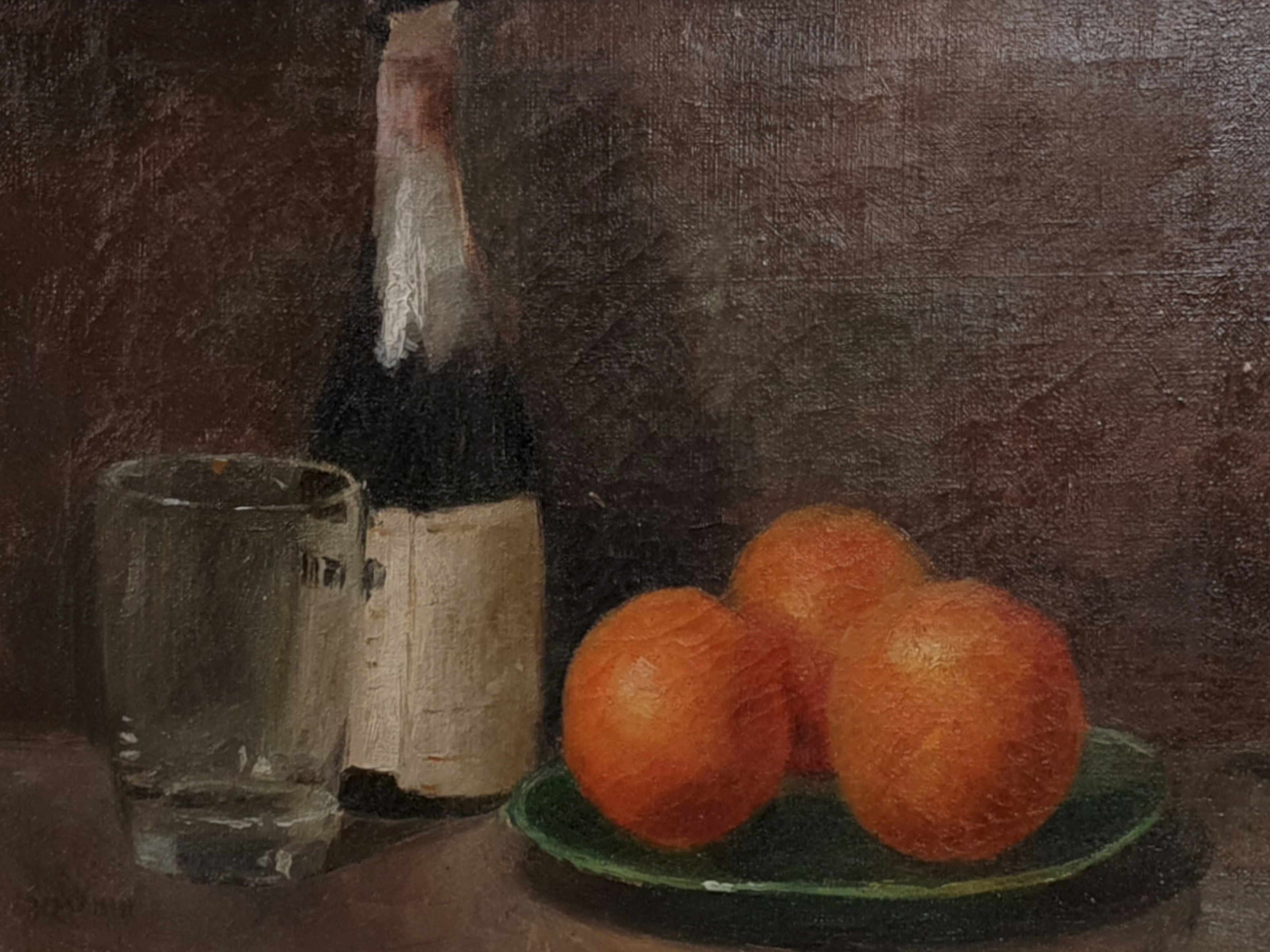 Antique oil Painting Still Life close up