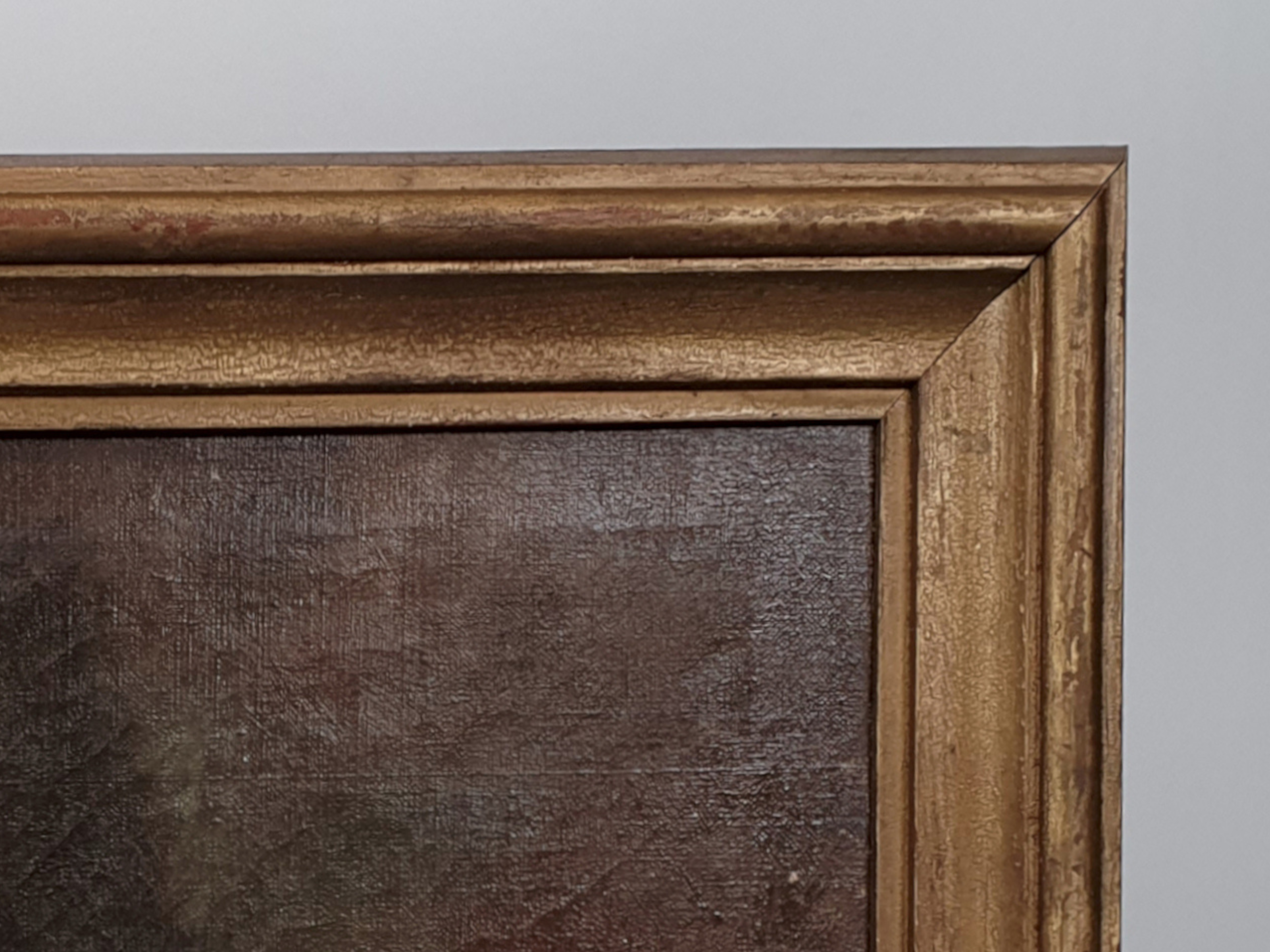 antique oil painting frame close up