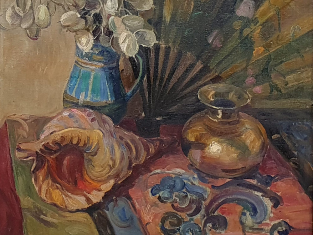 Antique oil painting - large 1930s still life by Emmy Leuze-Hirshfeld
