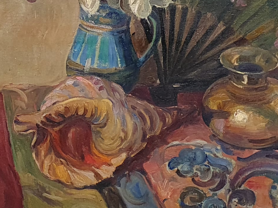 Antique oil painting - large 1930s still life by Emmy Leuze-Hirshfeld