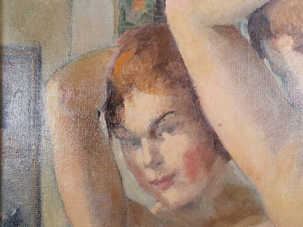Antique oil painting - 'Nude in Mirror' by Philippe de Rougemount
