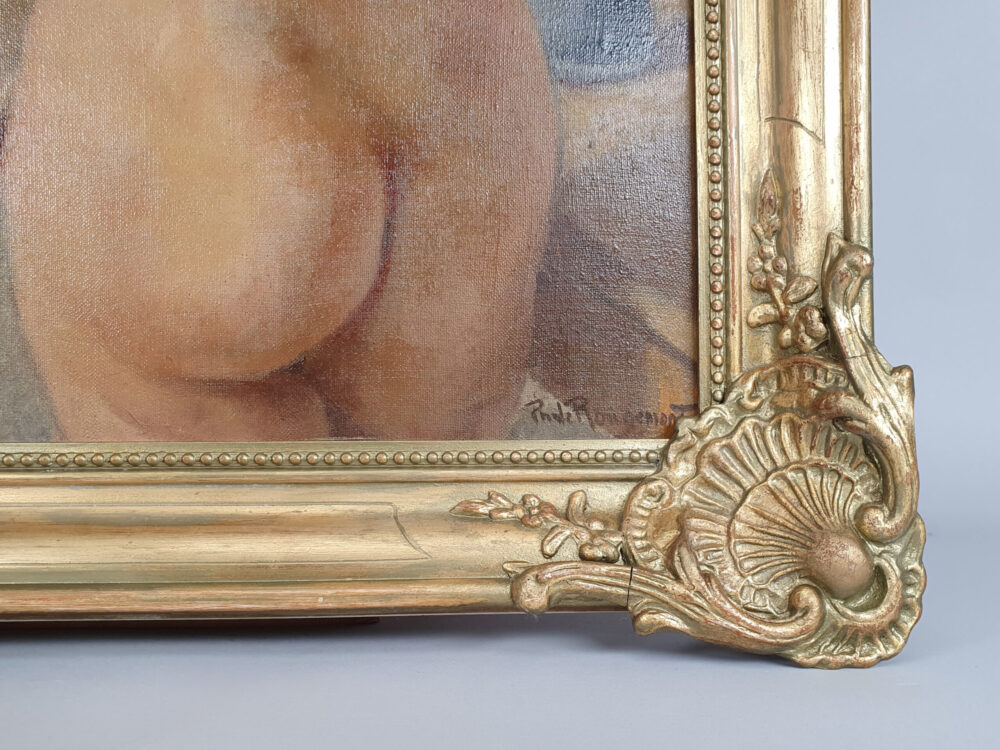 Antique oil painting - 'Nude in Mirror' by Philippe de Rougemount