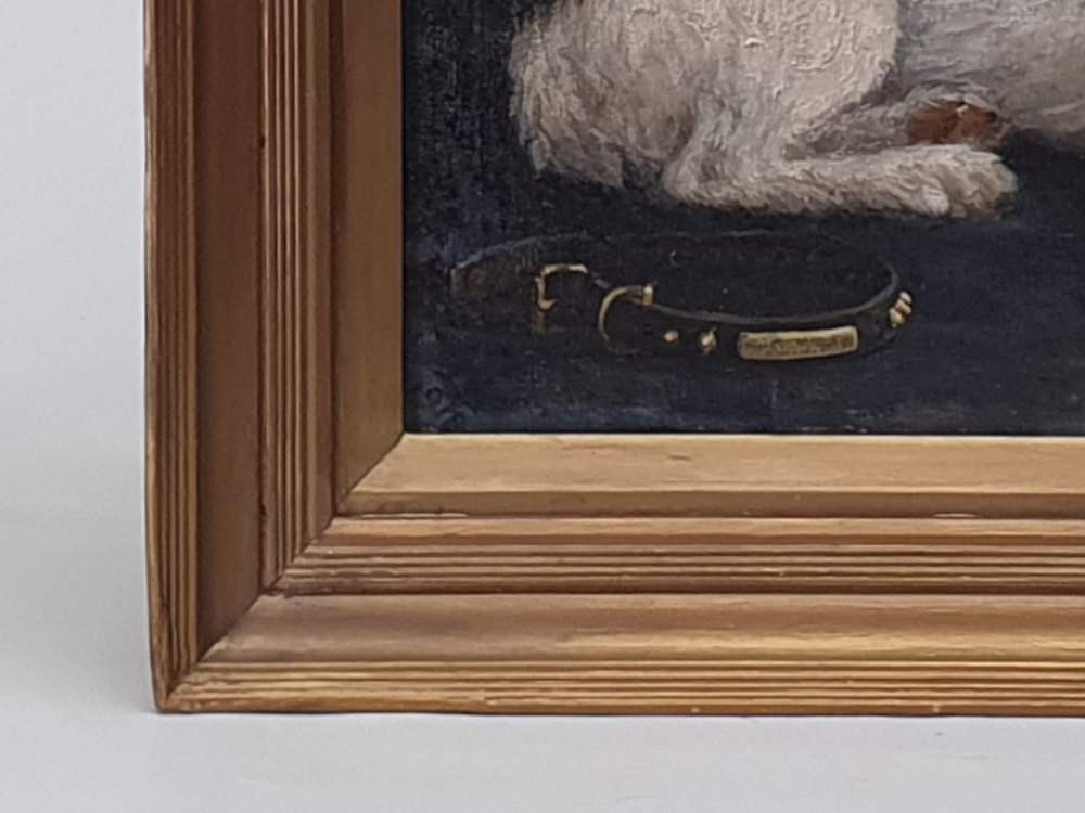 Antique oil Painting on canvas - Fox Terrier Dog
