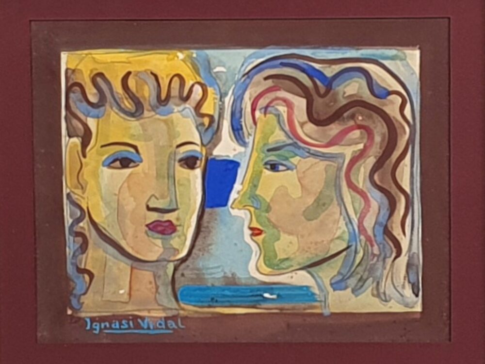 Antique painting - Two Faces by Ignasi Vidal