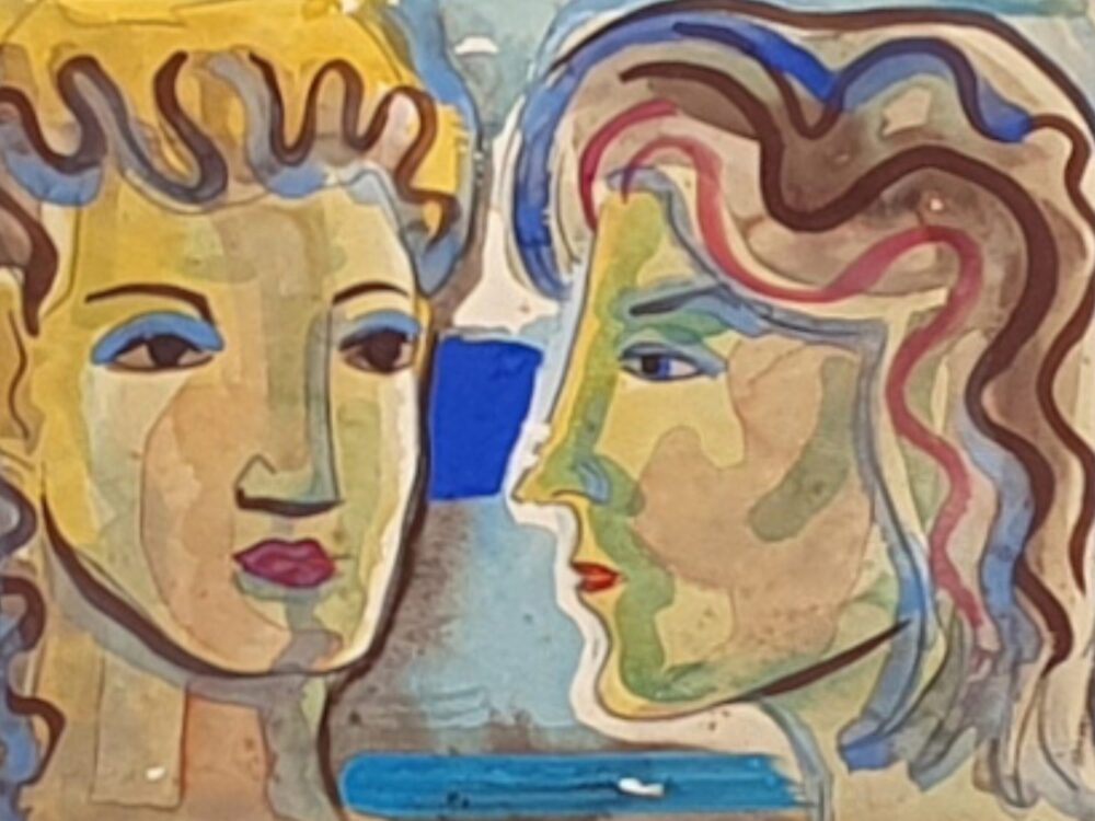 Antique painting - Two Faces by Ignasi Vidal