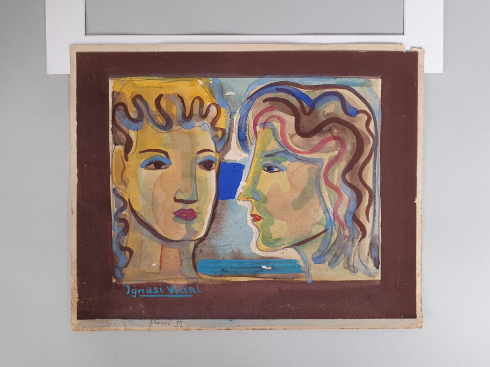 Antique painting - Two Faces by Ignasi Vidal