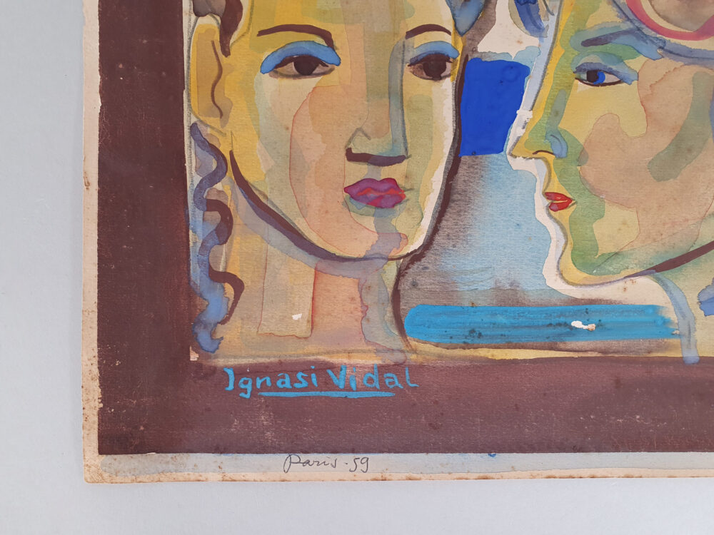 Antique painting - Two Faces by Ignasi Vidal