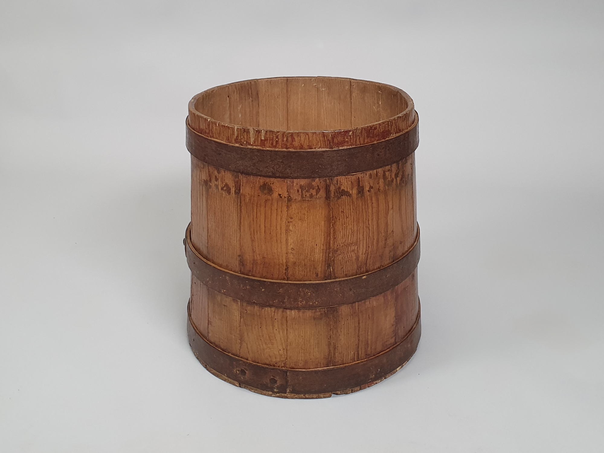 Antique Staved Pine Barrel Tub, 19th Century