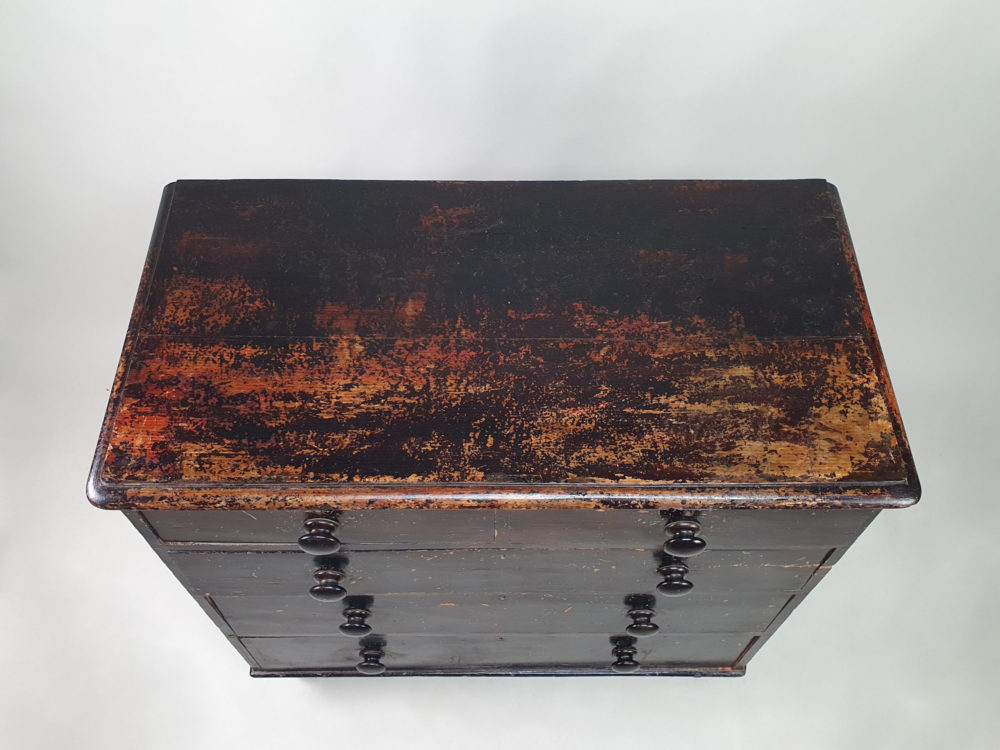 Antique Victorian Chest of Drawers in original worn black paint