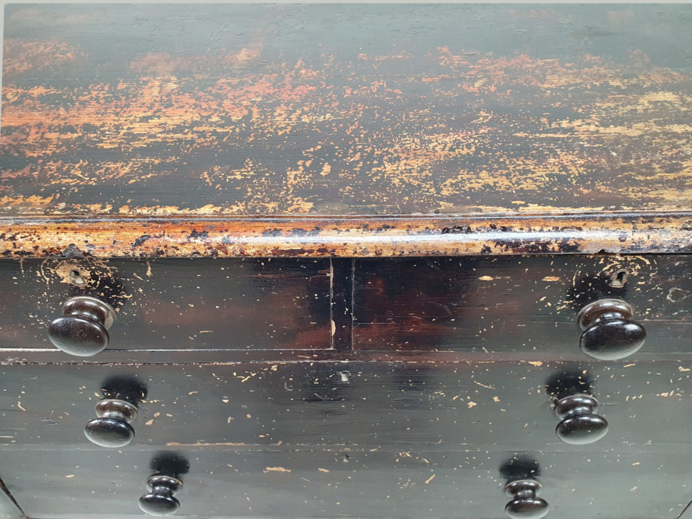Antique Victorian Chest of Drawers in original worn black paint