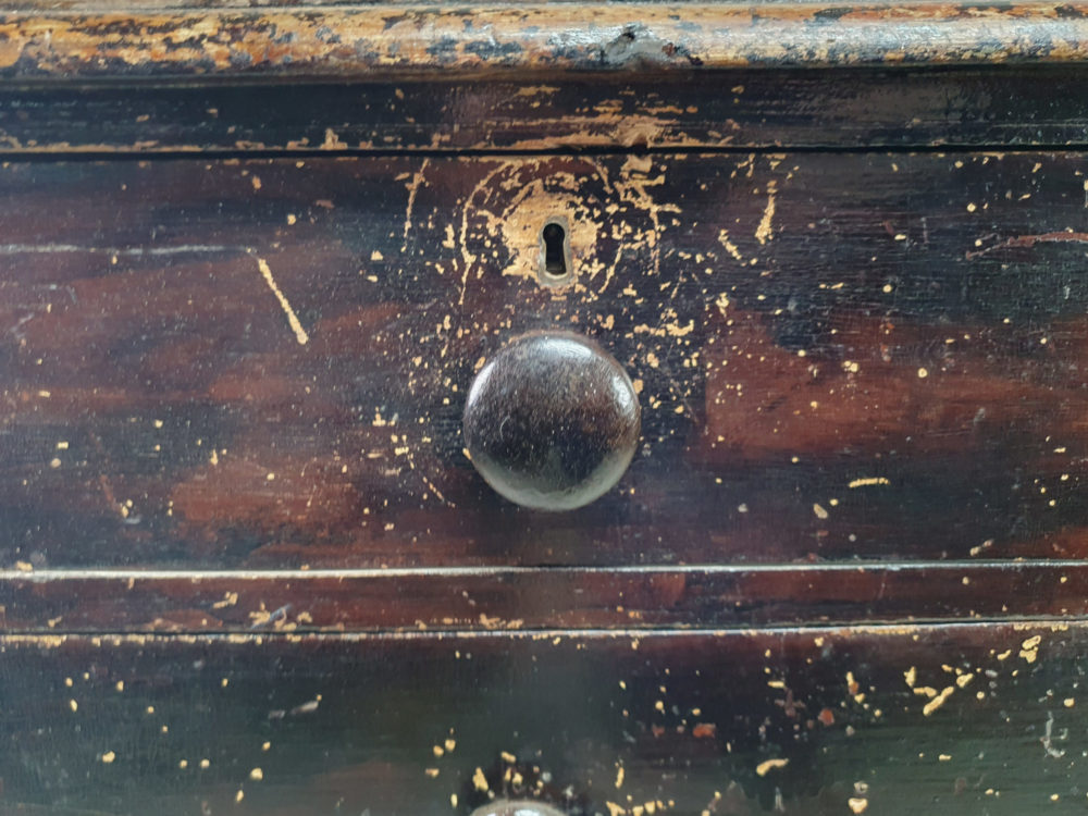 Antique Victorian Chest of Drawers in original worn black paint