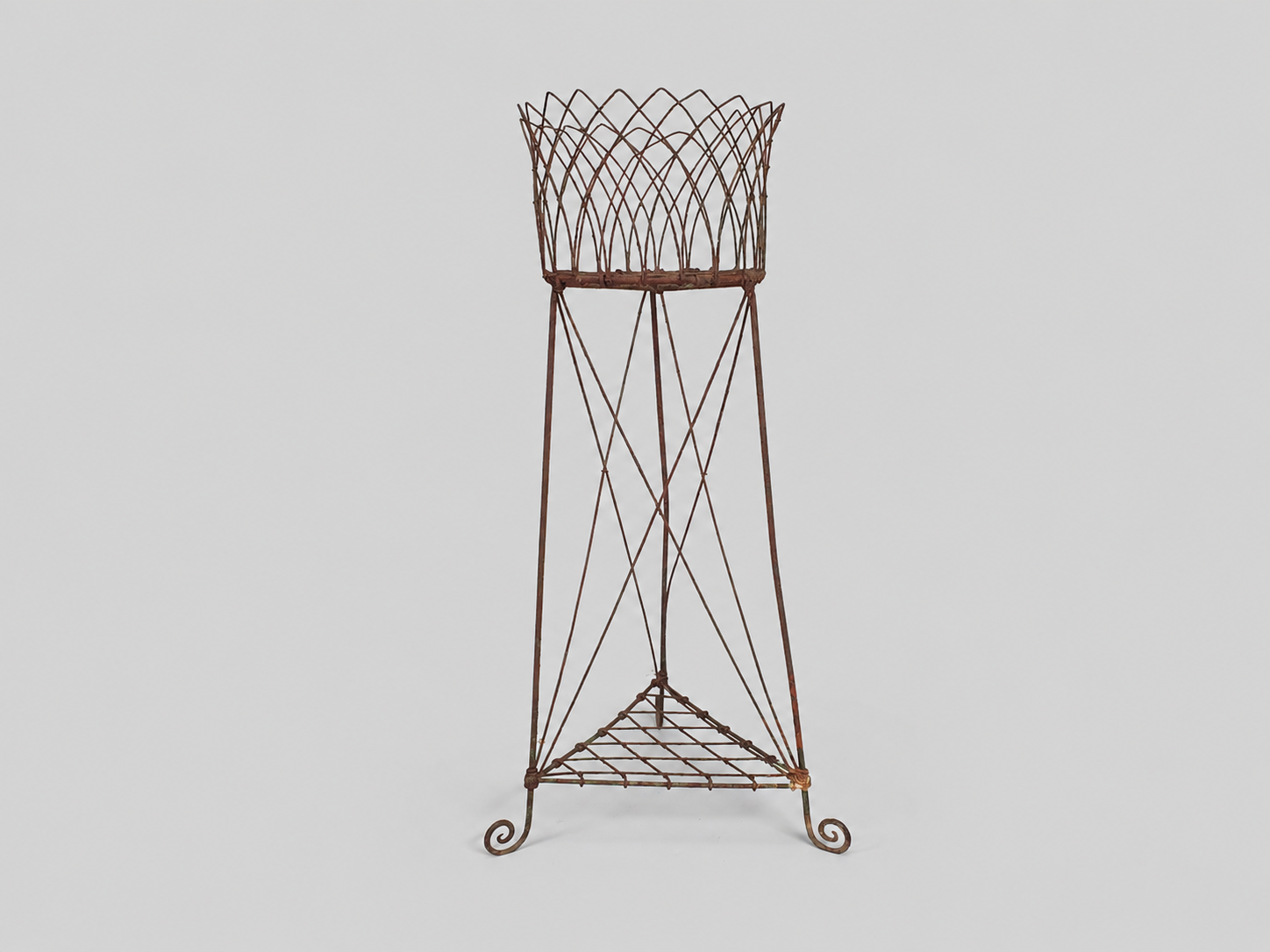 Antique Wirework Plant Stand & Jardinière, Victorian