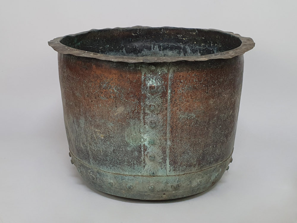 19th century antique English rivetted copper Planter