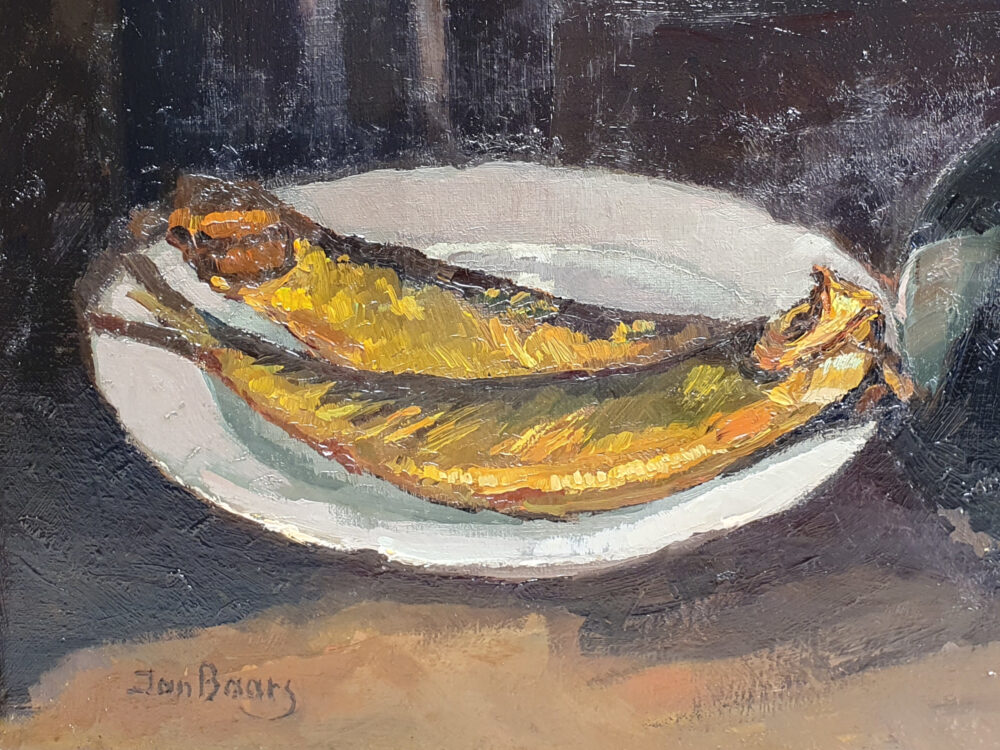 Bold Still Life of Fish - Mid Century Oil Painting