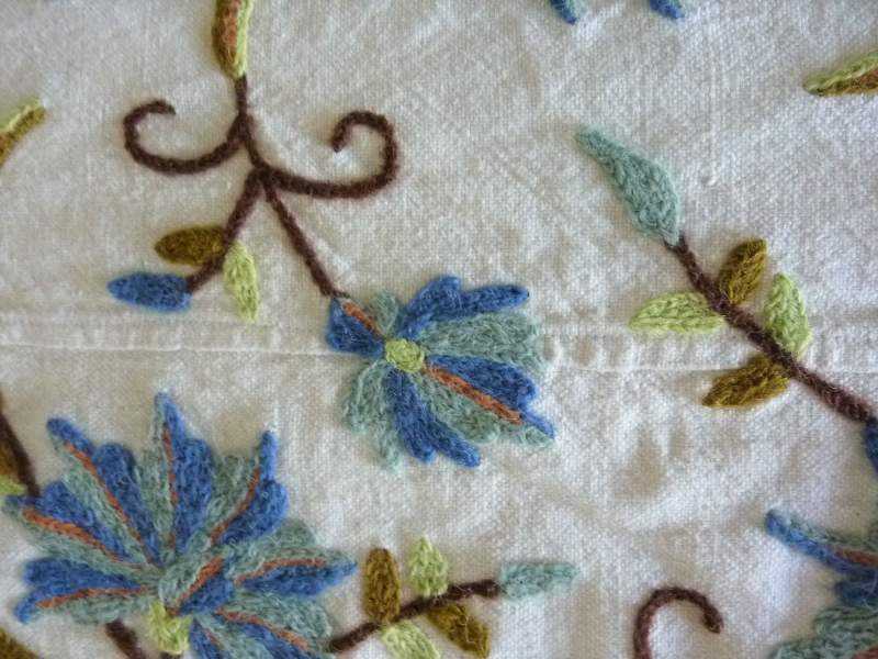Bed cover ~ Cotton, Crewel Work