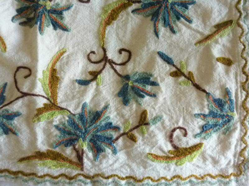 Bed cover ~ Cotton, Crewel Work