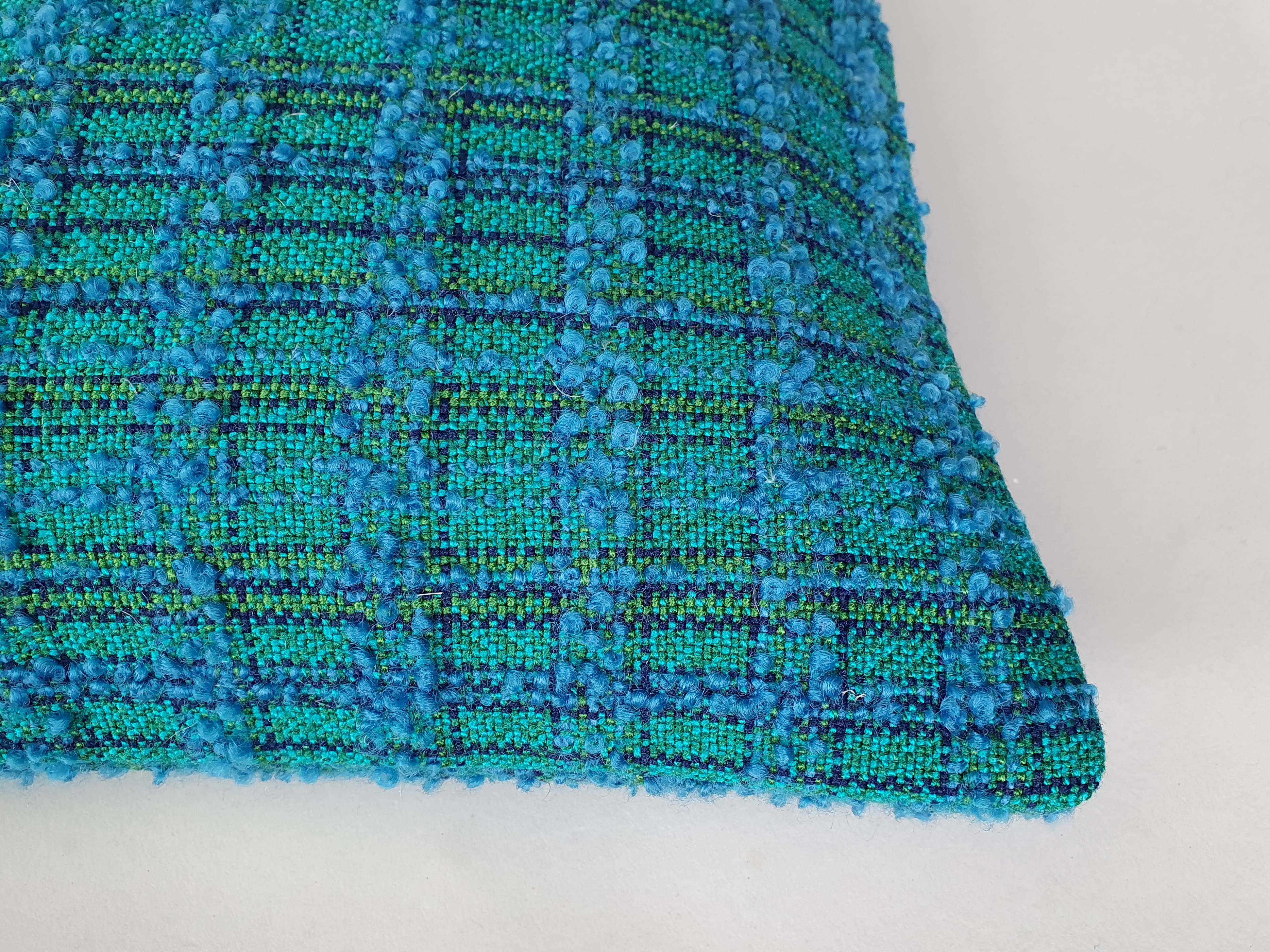 mid century cushion in bouclé fabric reverse