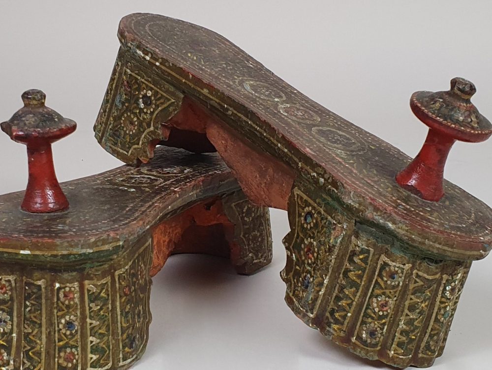 Decorative 19th century antique Paduka Stilt Shoes