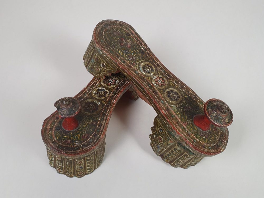 Decorative 19th century antique Paduka Stilt Shoes