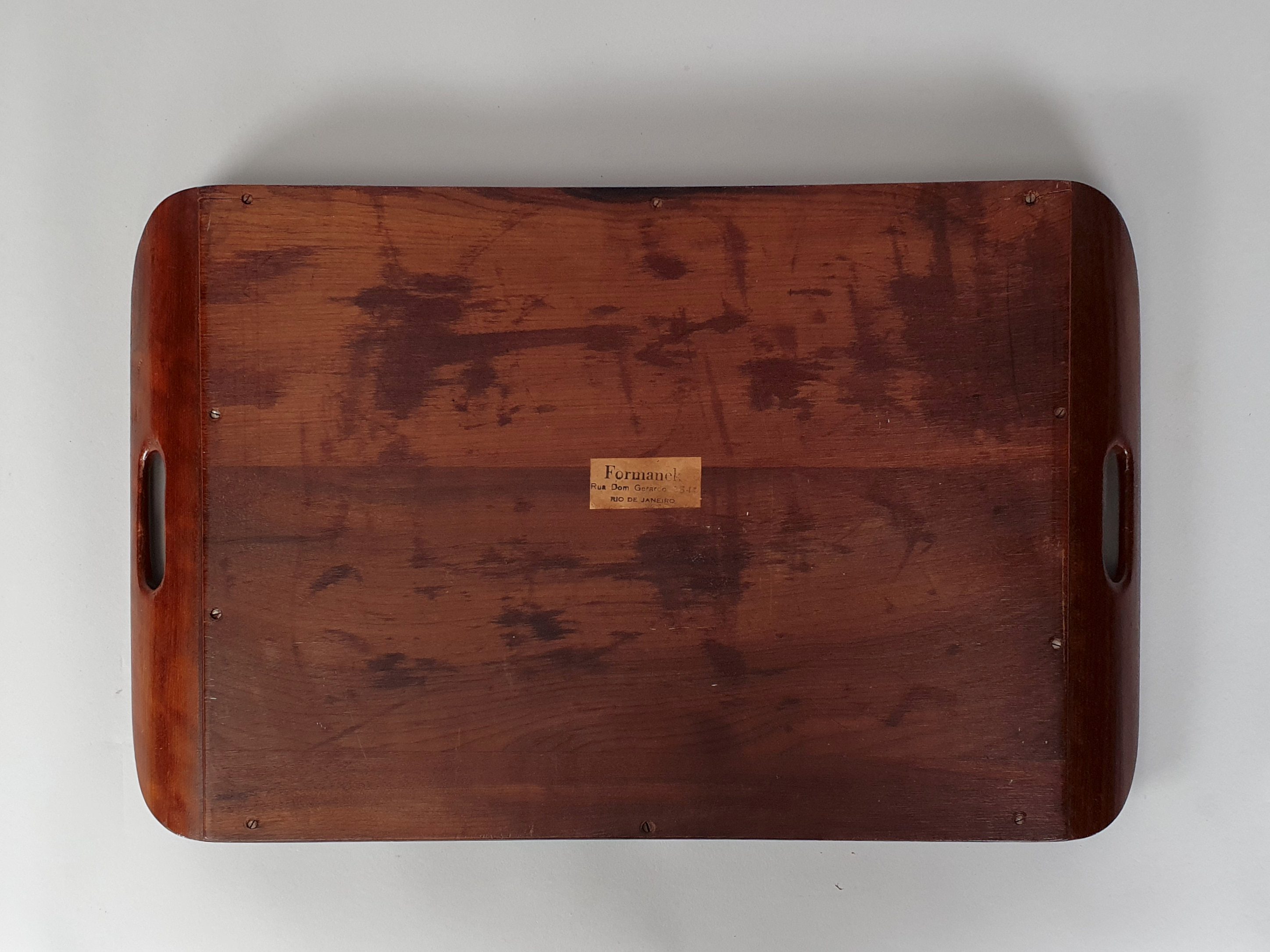 Decorative antique Brazilian Butterfly Tray showing reverse