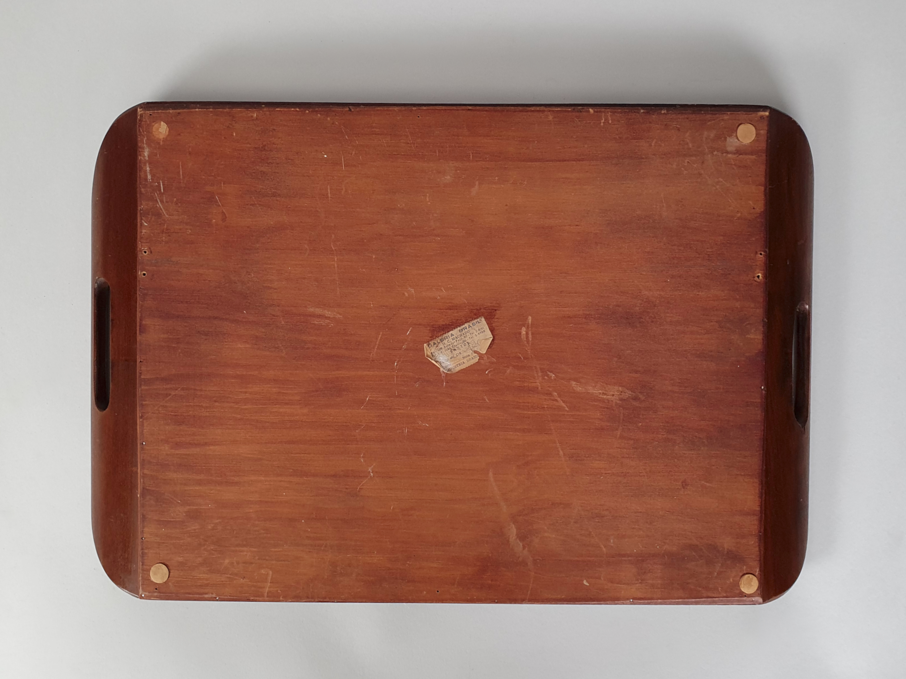 Decorative antique Brazilian Butterfly Tray showing reverse