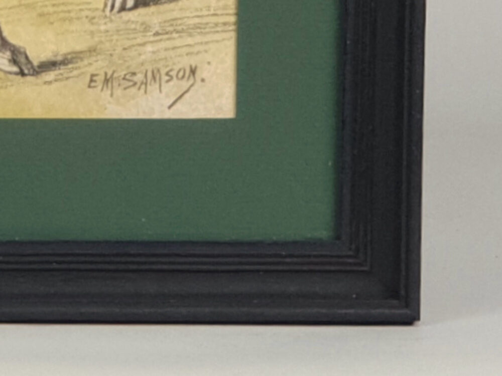 Decorative antique watercolour - Two Greyhounds by E M Samson