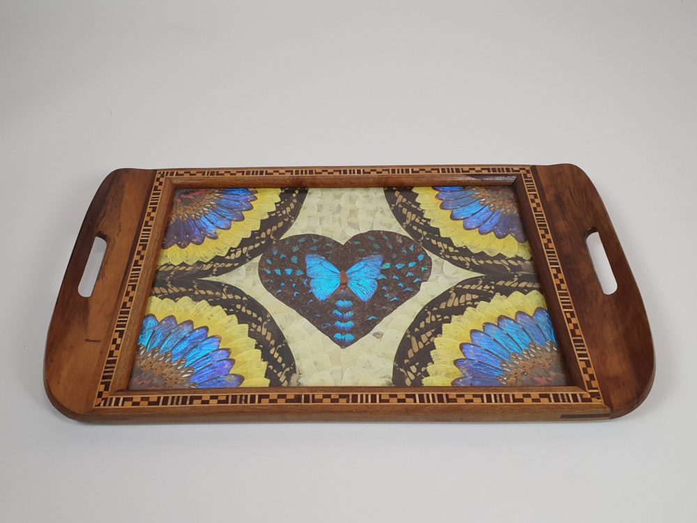 Decorative mid century antique Brazilian Butterfly Tray