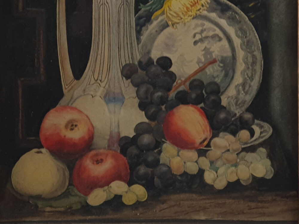Delicate still life watercolour antique Painting from 1920s