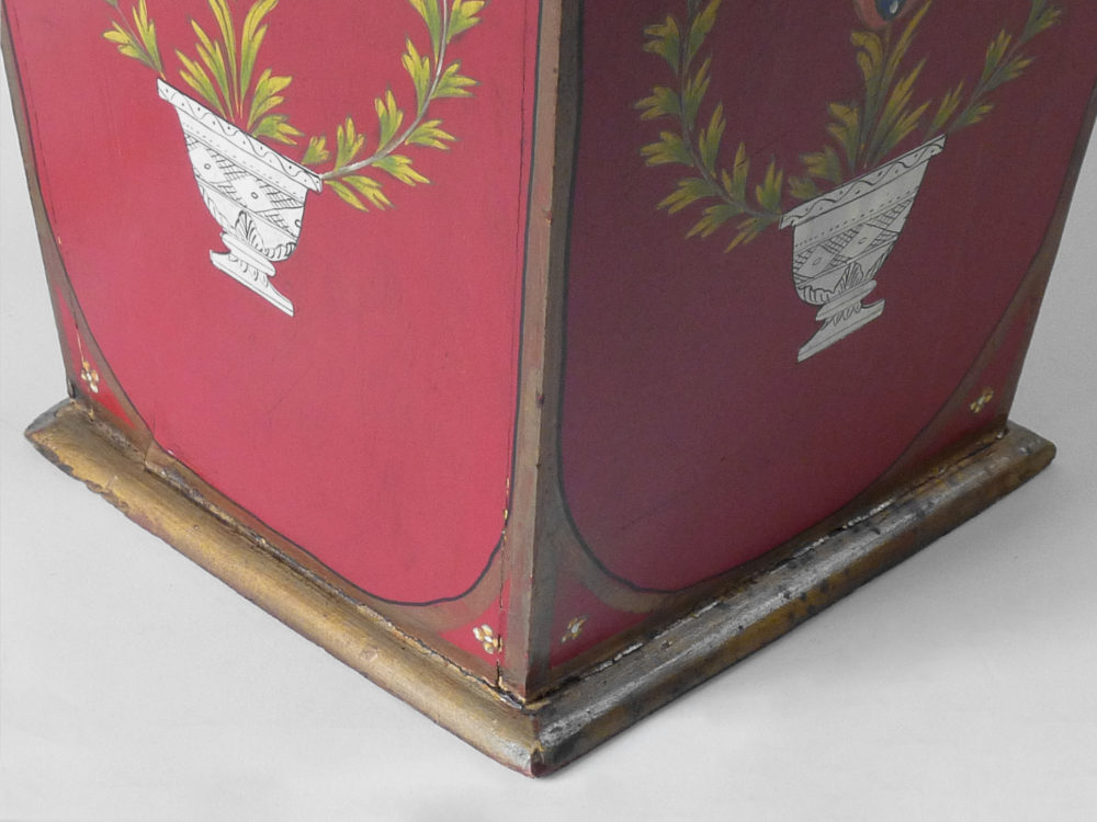 Early 1900s antique hand painted wooden Paper Bin
