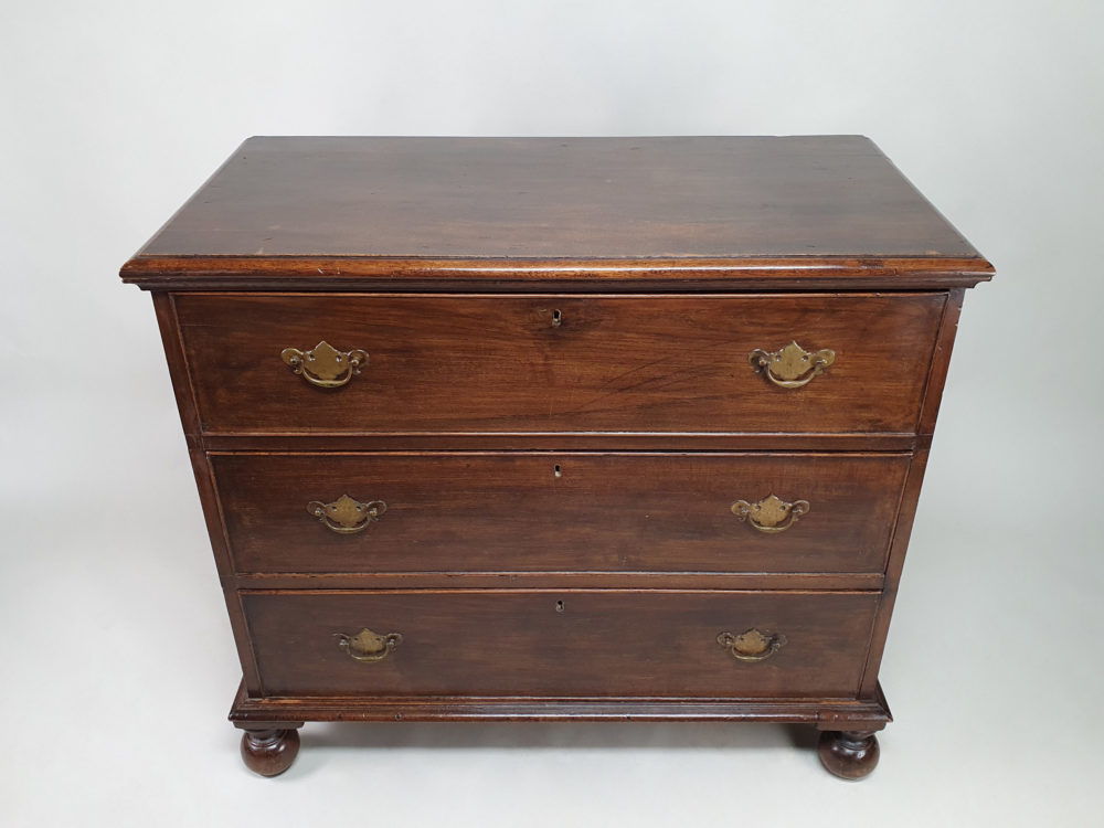 Early English antique oak Chest of Drawers on bun feet