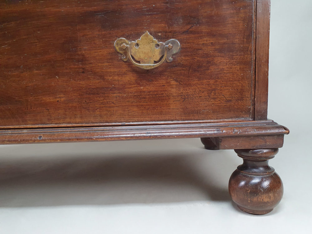Early English antique oak Chest of Drawers on bun feet
