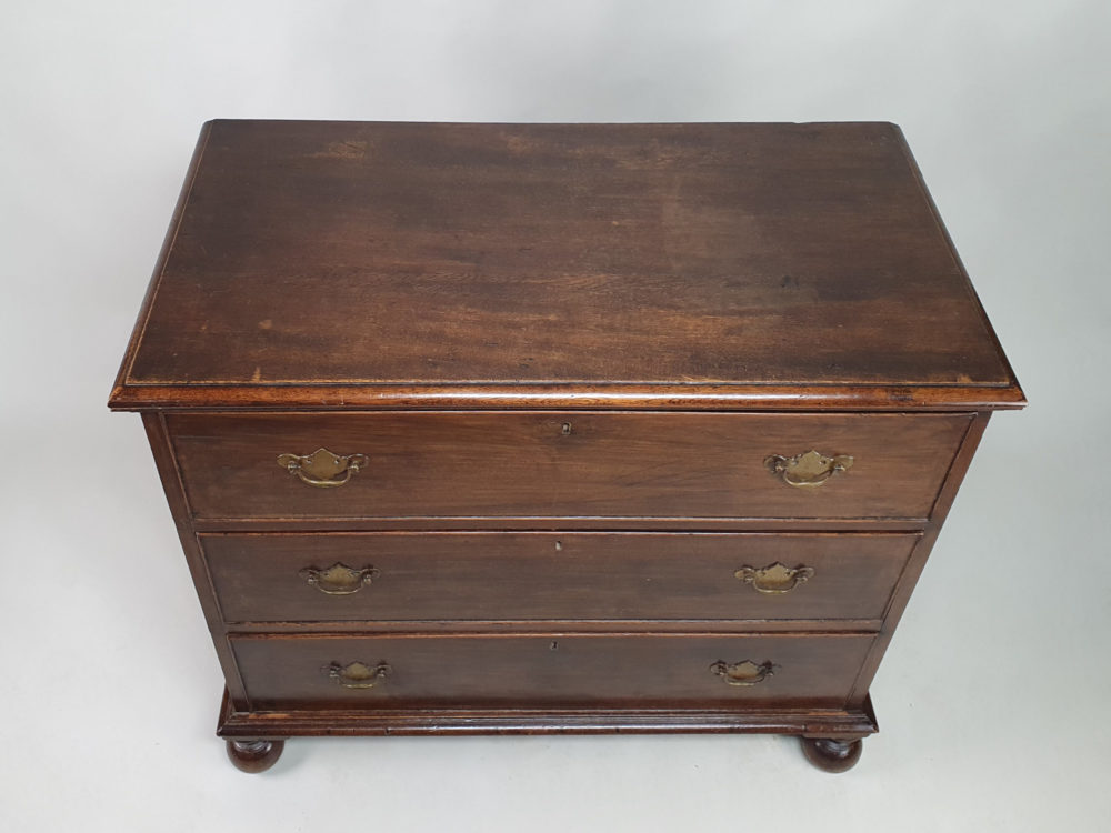 Early English antique oak Chest of Drawers on bun feet
