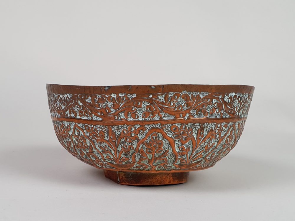 Embossed Victorian copper Bowl