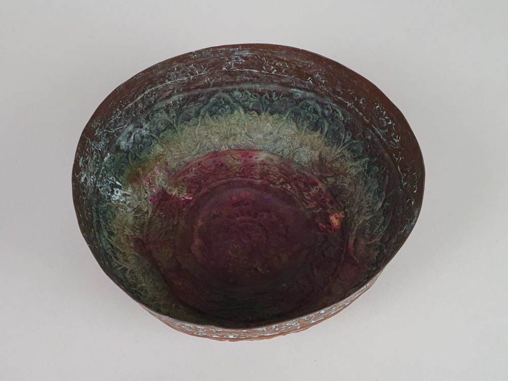 Embossed Victorian copper Bowl