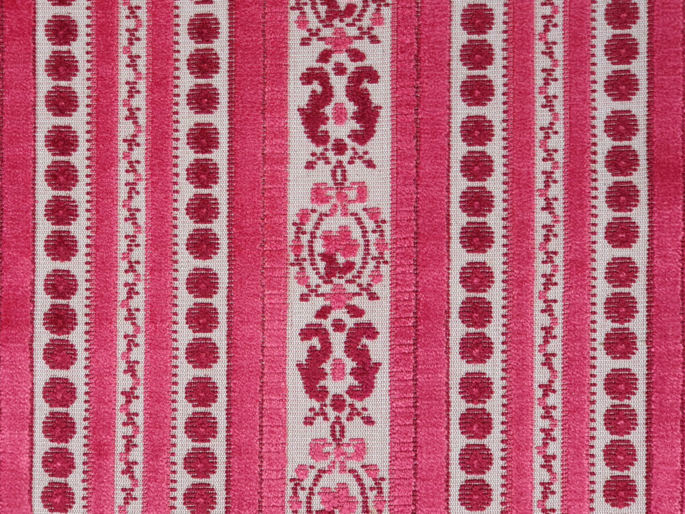 French antique Fabric in cerise vertical floral stripe