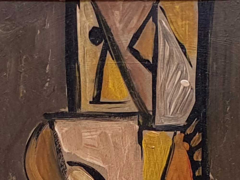 French cubist mid century oil Painting