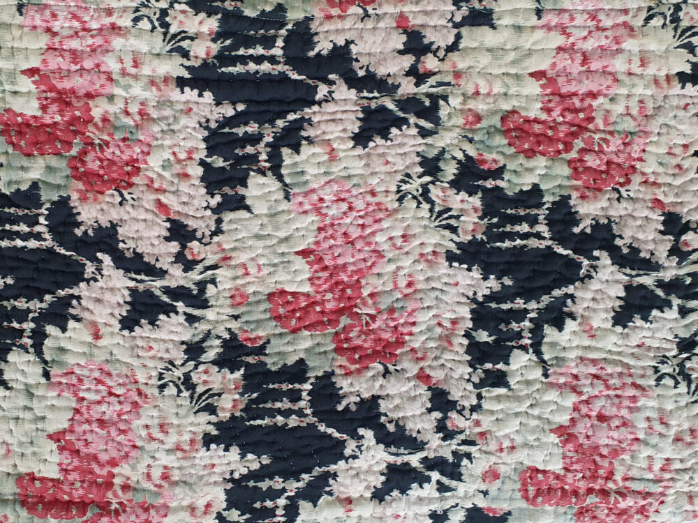 French handstitched reversible Boutis antique quilt