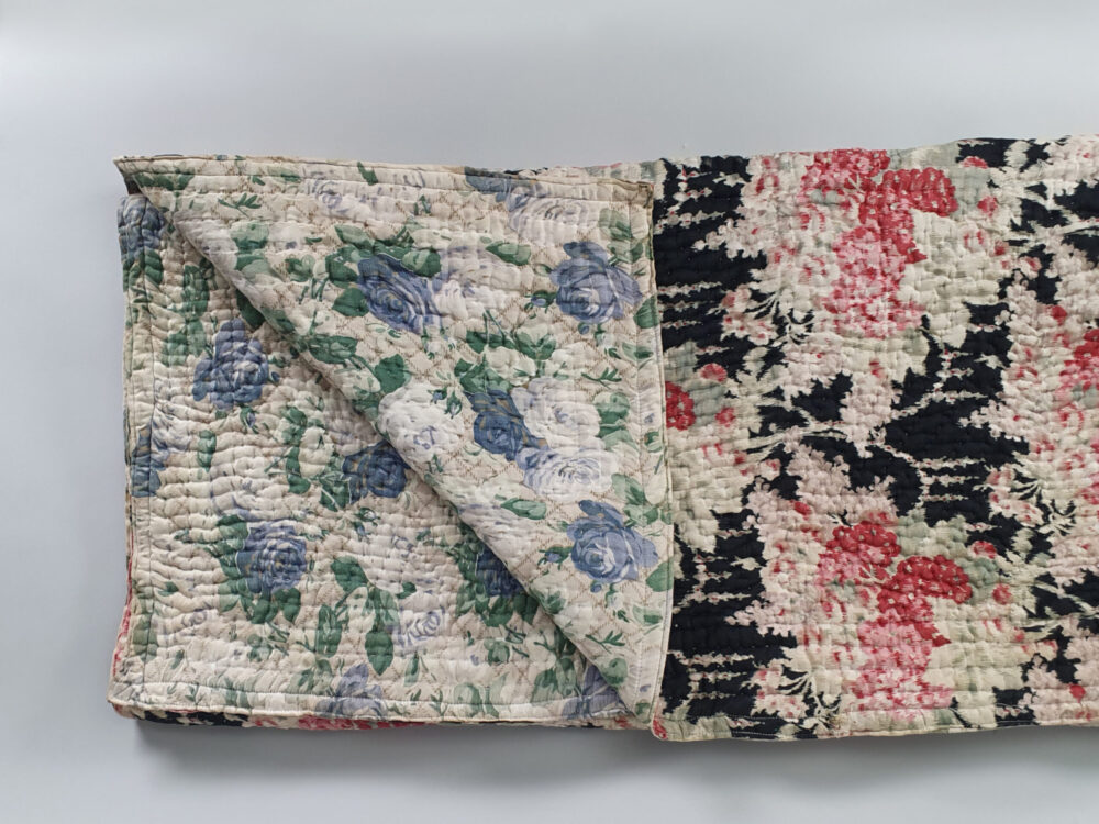 French handstitched reversible Boutis antique quilt