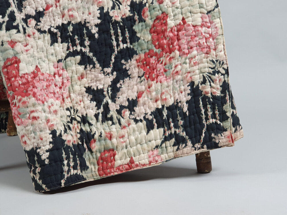 French handstitched reversible Boutis antique quilt