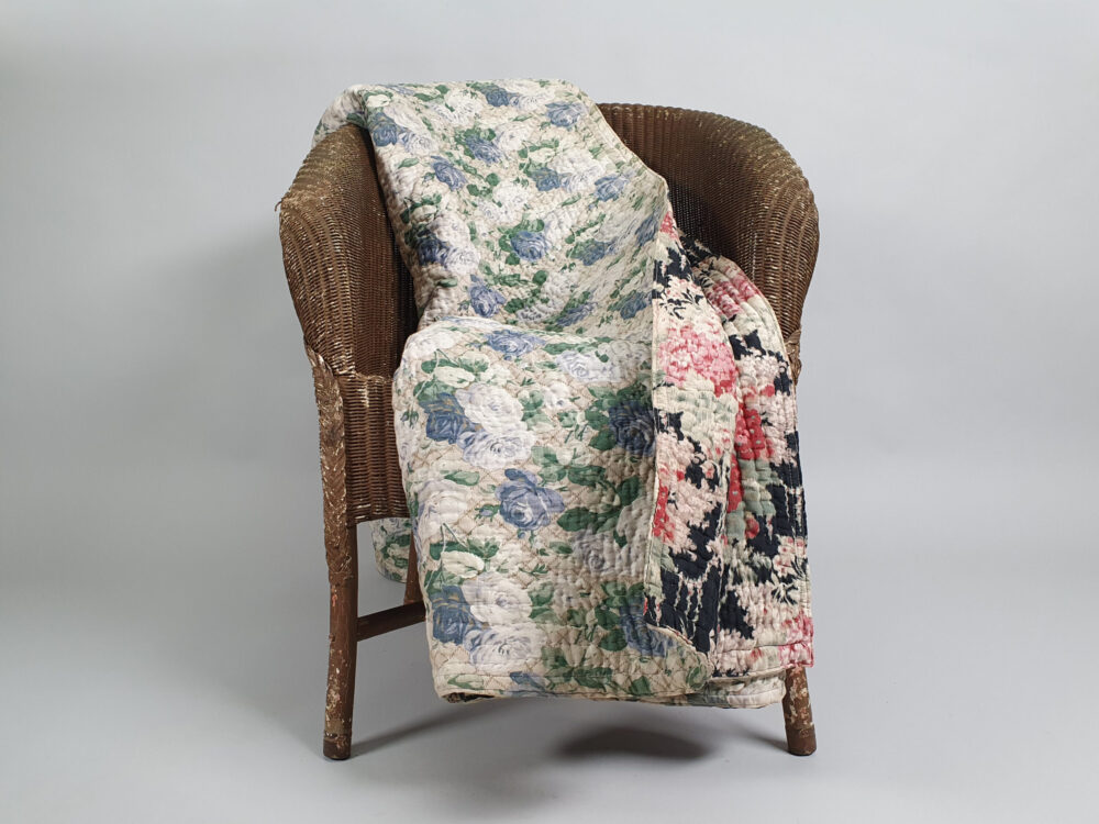 French handstitched reversible Boutis antique quilt