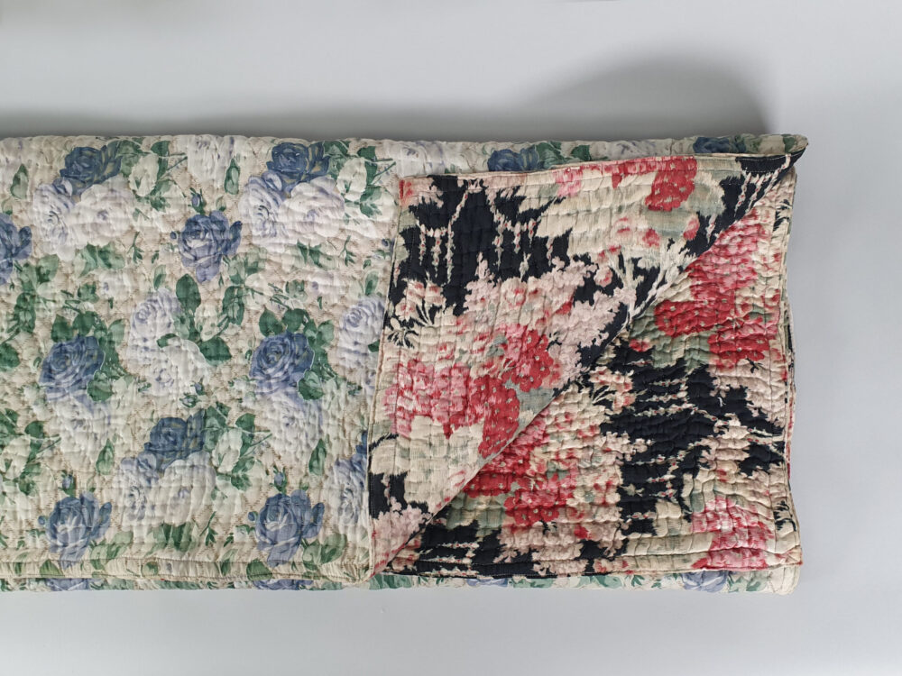 French handstitched reversible Boutis antique quilt