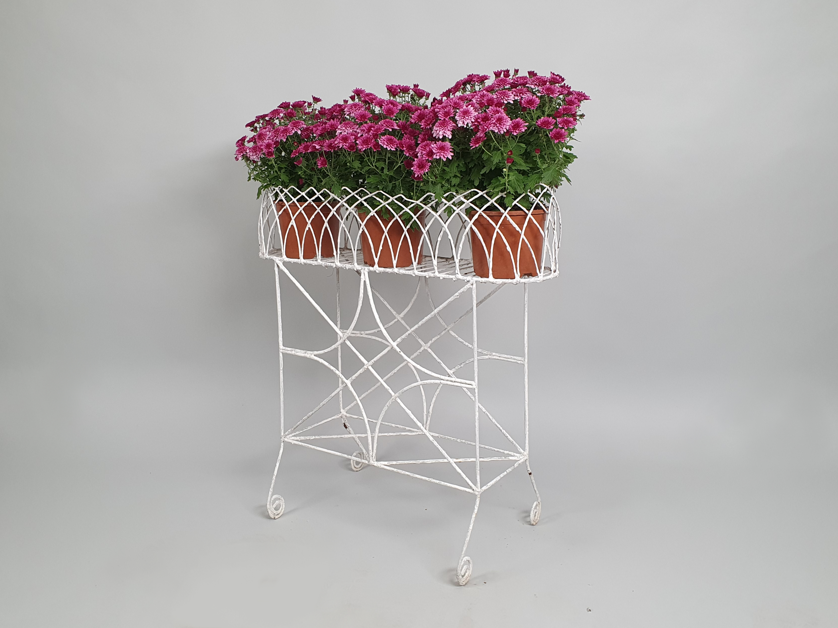 Garden antique wire work plant stand side