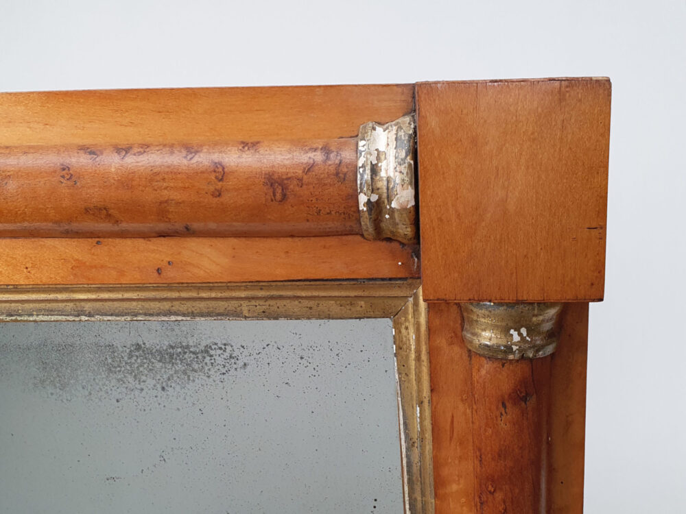 Georgian antique birds eye maple Over Mantle Mirror