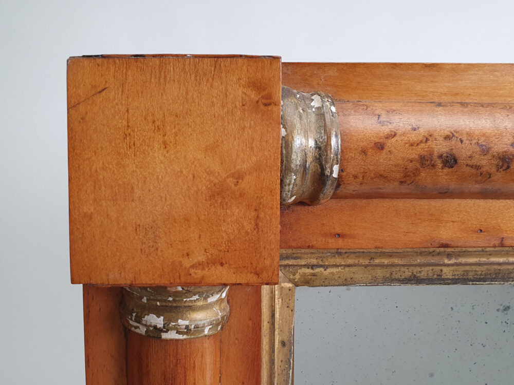 Georgian antique birds eye maple Over Mantle Mirror