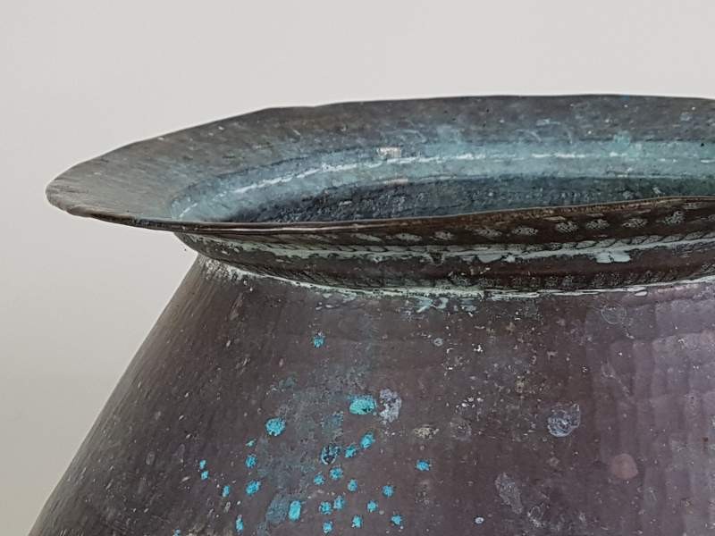 Hand beaten Copper Display Bowl with good verdigris