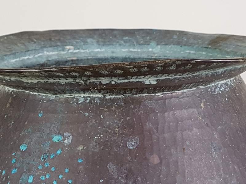 Hand beaten Copper Display Bowl with good verdigris