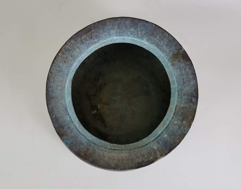 Hand beaten Copper Display Bowl with good verdigris