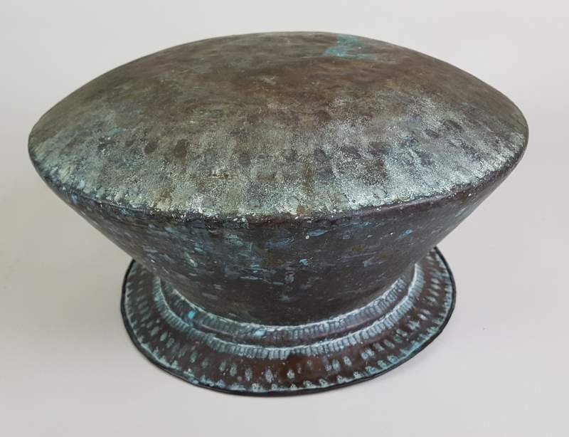 Hand beaten Copper Display Bowl with good verdigris